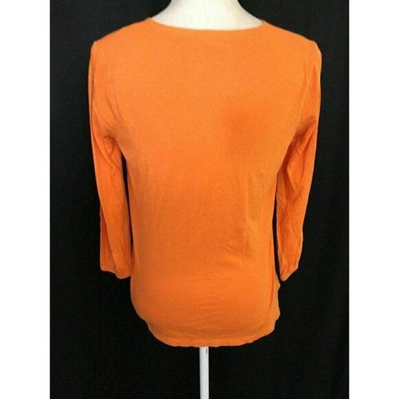 J Crew Womens Solid Orange Long Sleeve Top T Shirt - Picture 4 of 7
